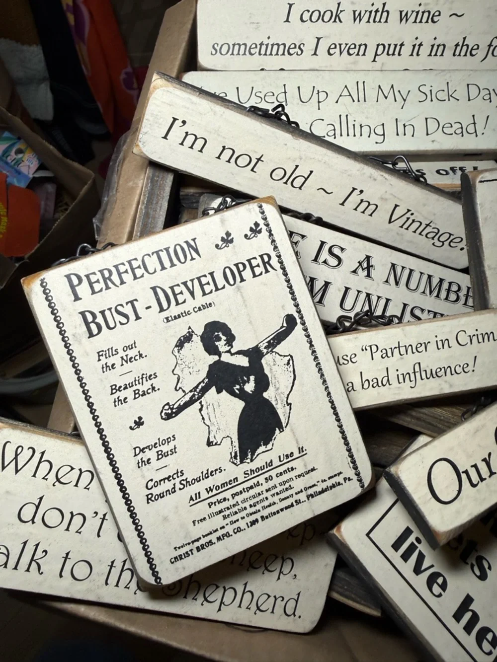 Your Choice! Wooden Rustic Quote Blocks Hanging Signs - Picture 3 of 8